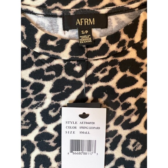 AFRM Helo Oversized Tee T-Shirt Top Womens S Leopard Print Brown Crew Neck NWT - Picture 4 of 8
